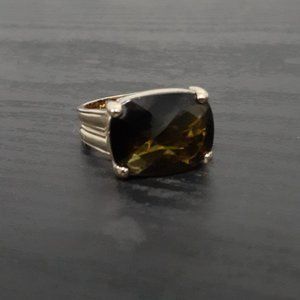 Lia Sophia Kiam Olive Crystal Gold Tone Ring